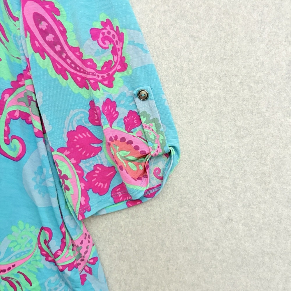 Dear Scarlett Tunic Top Size 3X Plus Bright Pop Art Paisley Stretchy Flowy Teal - Picture 5 of 8